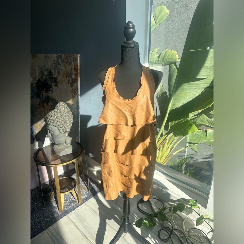 Ruffled Sleeveless Dress Vintage Zara Goatskin dress size medium